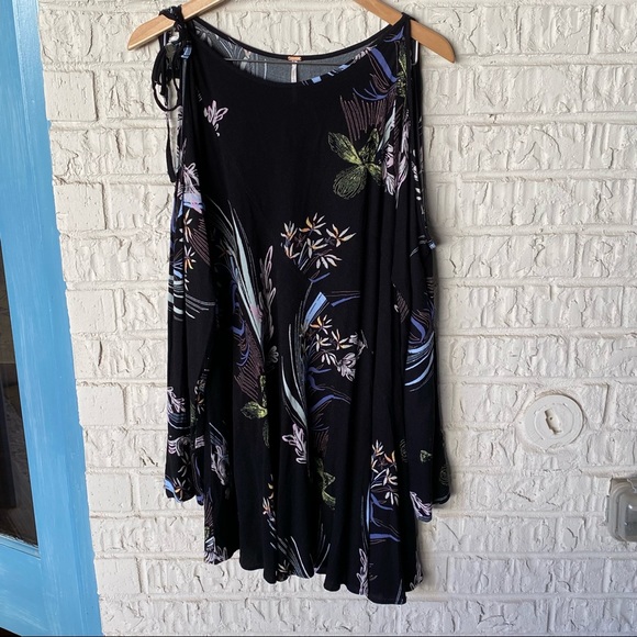 Free People Cold Shoulder Black Mini Dress - Picture 3 of 7